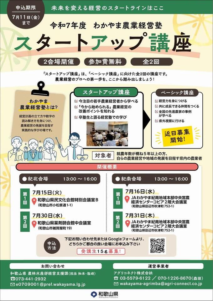 令和7年わかやま農業経営塾スタートアップ講座